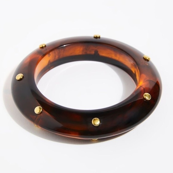 Irregular// Free People Resin Gold Stud Bangle Bracelet - Picture 2 of 8